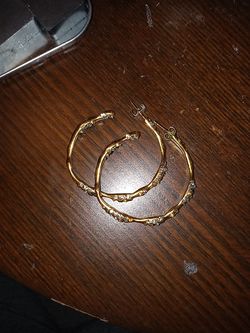 22K gold diamond crusted hoops