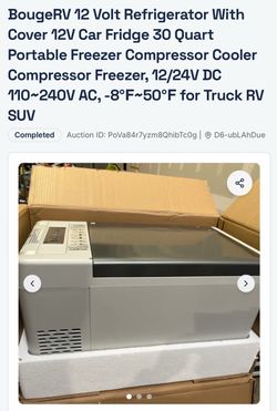 BougeRV 12 Volt Refrigerator With Cover 12V Car Fridge 30 Quart Portable Freezer Compressor Cooler Compressor Freezer, 12/24V DC 110~240V AC, - 8°F~50