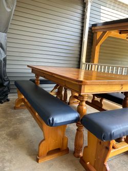 Country Farmhouse Table and Benches