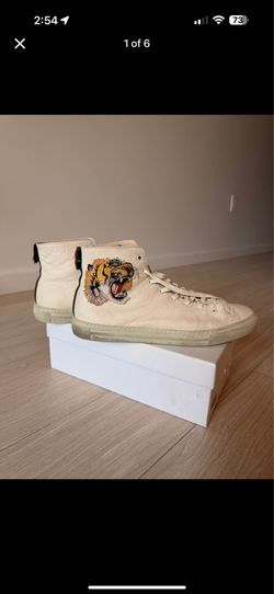 Gucci Leather High Top ‘Tiger’ Sneakers (Ercu)