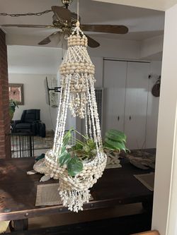 Vintage Oval Seashell Plant Hanger