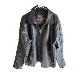 BKE Mens XL Black Faux Leather Moto Biker Jacket