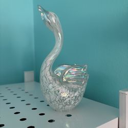 Vintage Iridescent Art Glass Swan - ROC Blown Glass