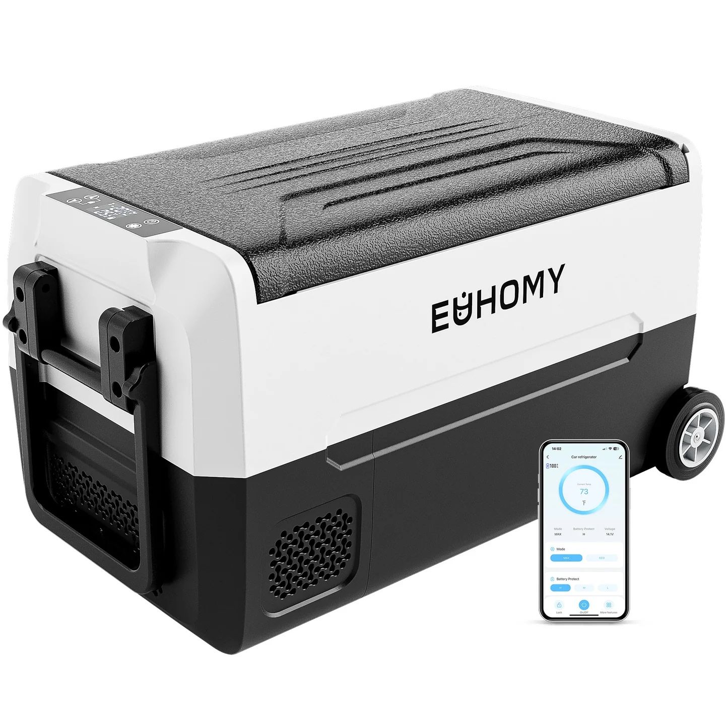 EUHOMY 12 Volt Refrigerator 58QT(55L) 12V Fridge Electric Cooler 12/24V DC 120 240V AC 4℉~68℉ 12V Freezer Removable Divider Car Fridge For Campin