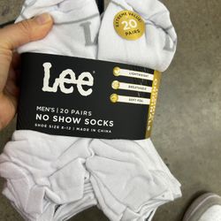 NWT Lee Men's Athletic White No Show Socks - 20 Pack