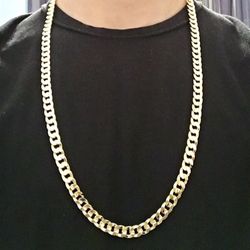 Gold Chain Cuban Link 30in 10mm Necklace 