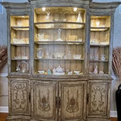 Hooker Hand-Painted Hutch and Buffet
