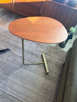 Modern Side Table with Wood Top and Metal Base