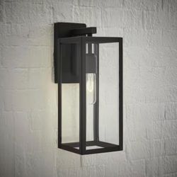 Hampton Bay Hurley 16 in. 1-Light Outdoor Wall Lantern Sconce, Black