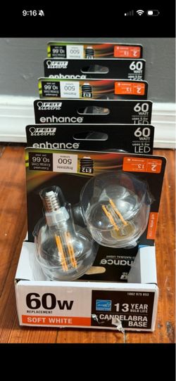 Feit Electric Enhance, 60W E12 LED Bulbs, 2700K Vintage Edison Dimmable, 12-PACK