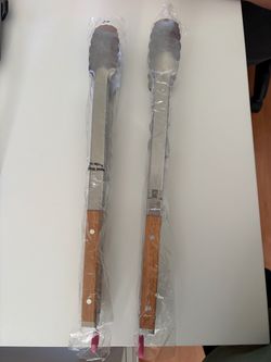 2 Pack T-Mobile Heavy Duty Stainless Steel Grilling Tongs with Lock Mechanism