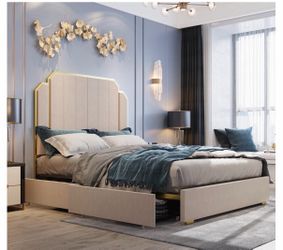 FSTAR Queen Size Bed Frame with Storage Drawers