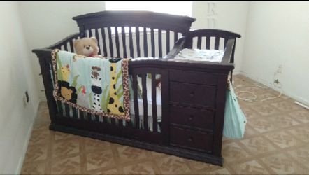 Real wood crib and changer