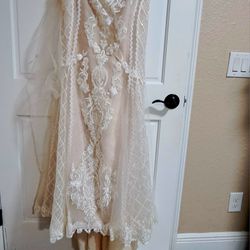 Oleg Cassini Wedding Dress Ivory, Size 14