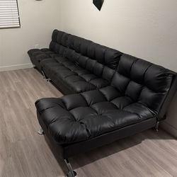 Black leather couches