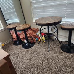 Rustic  Iron Table Top +3 Chairs 