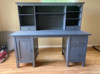 IKEA Hemnes Gray Desk with Hutch Add-on