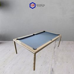 Custom Silver and Blue Granite Pool Table and Dinner Table