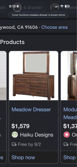 Wooden dresser with mirror