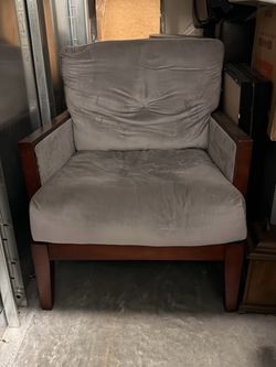 Gray Upholstered Accent Chair with Wood Frame