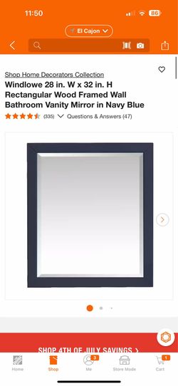Home Decorators Collection Windlowe navy blue wood framed wall mirror