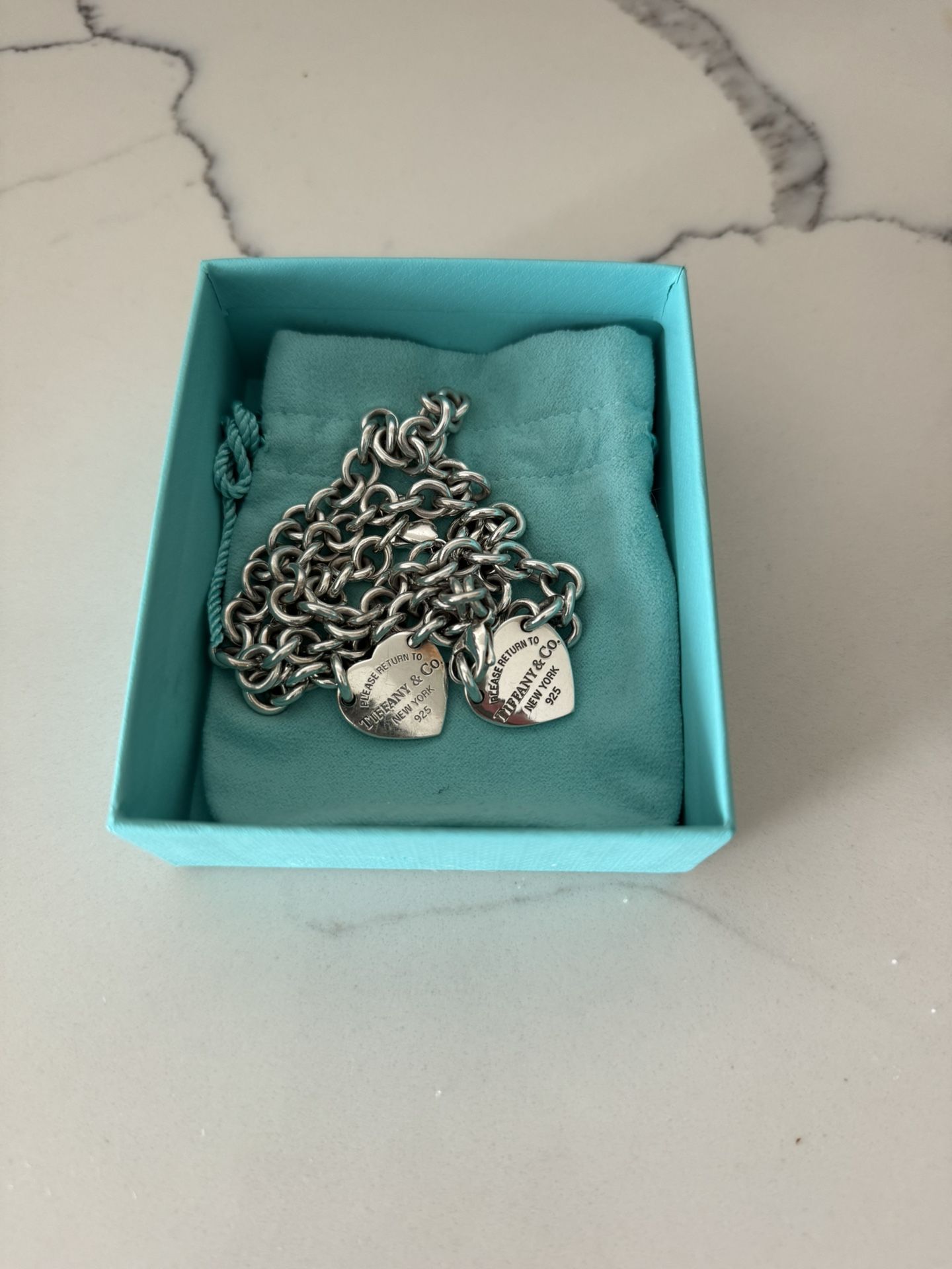 Tiffany & Co. Sterling Silver Heart Tag Necklace & Bracelet Set