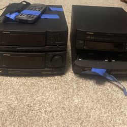 Aiwa speaker/stereo system with double cassette deck and remote