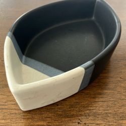Heavy Artisan Hand-Carved Stone Marquise Dish