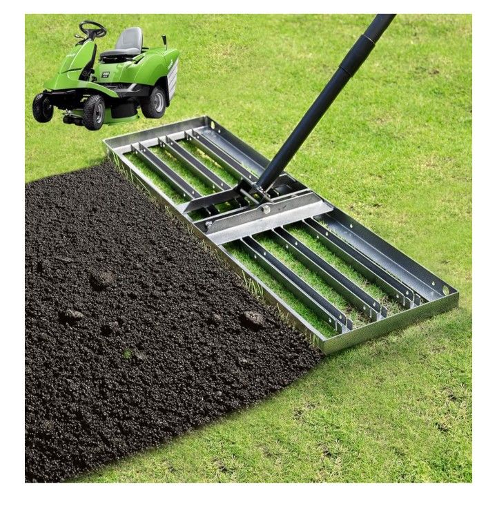 Lawn Leveling rake 34.1"x9.4" Levelawn Tool with 70.5" Adjustable Long Handle Heavy Duty Landscape Leveling Rake Lawn Leveler Yard