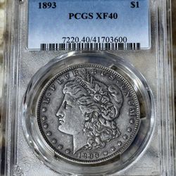 KEY DATE 1893 P PCGS XF40 Morgan Silver Dollar