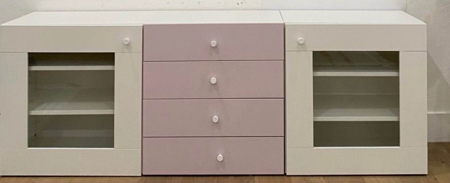 IKEA pink and white storage unit
