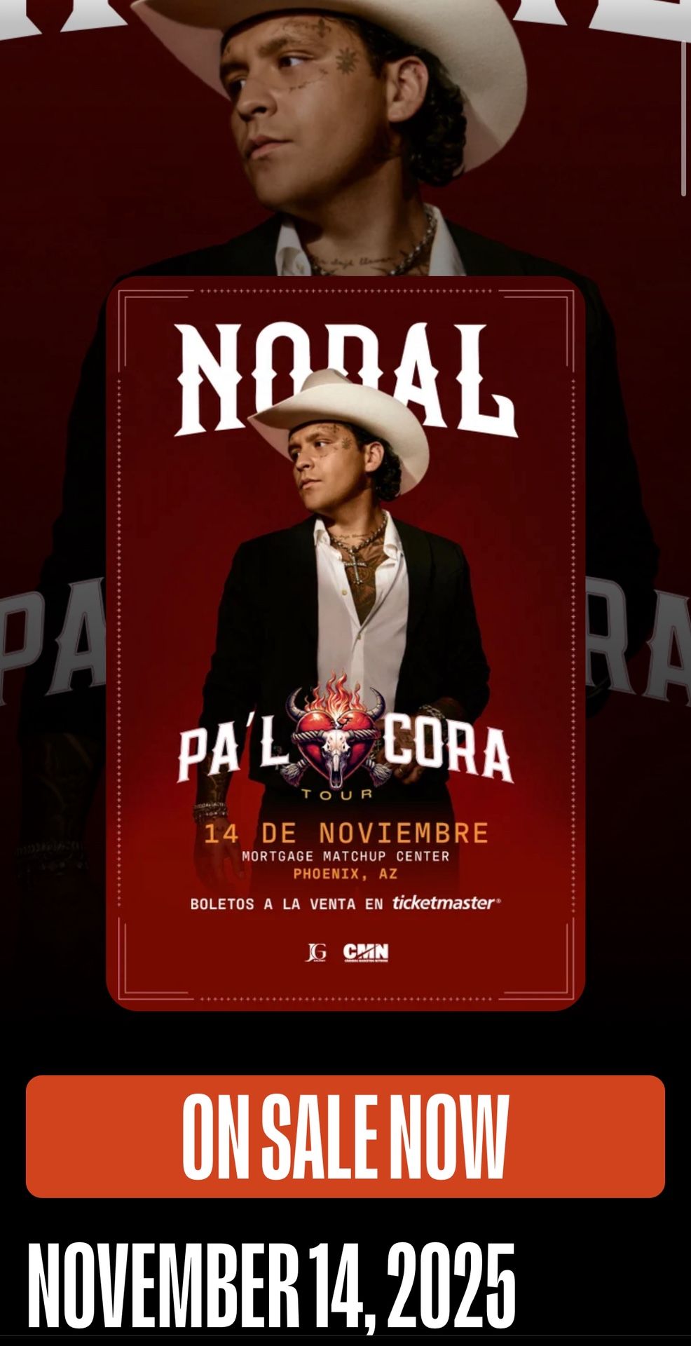 Christian Nodal PA’L CORA Concert Tickets 