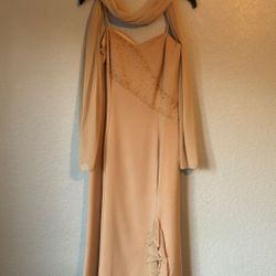 Nude CICCI Evening Dress and Shawl. Size Medium.