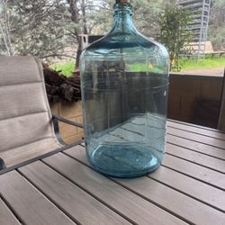 Vintage Water Jug Bottle Blue Glass Antique 5 Gallon