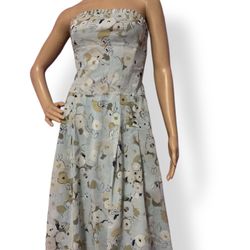 Vintage Y2K Express Floral Structured Lined Halter Strapless Dress, Size 4