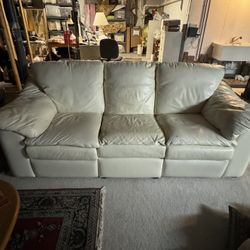 Off White Reclining Leather Couch