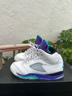Size 2y Nike Air Jordan 5 Retro OG PS Youth White Emerald Grape Shoes HQ7979-100