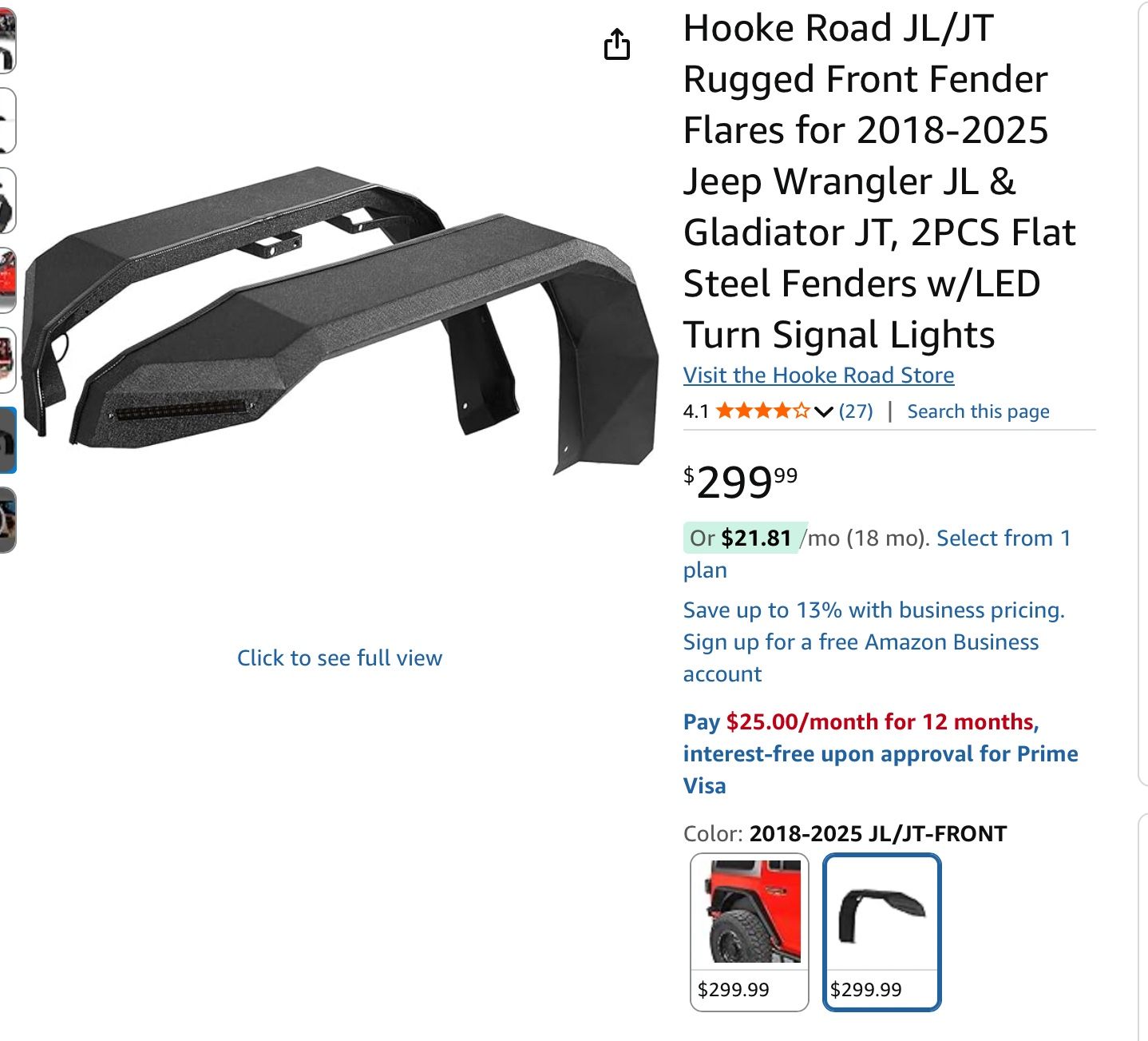 Hook Road JL/JT Rugged Front Flares For 2018-2025 Wrangler JL & Gladiator