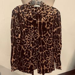 Leopard Print Sheer Button-Down Blouse