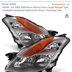 2008 2009 Nissan Altima Headlights Headlamps 