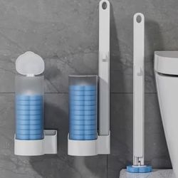 Disposable Round Toilet Brush Set