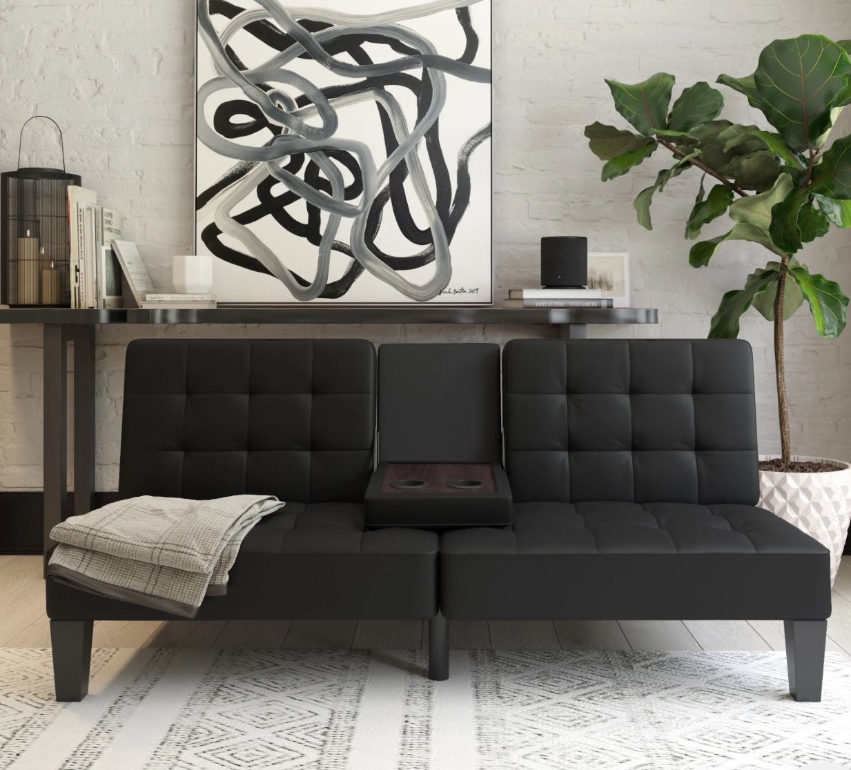 Black Futon With Cup holder