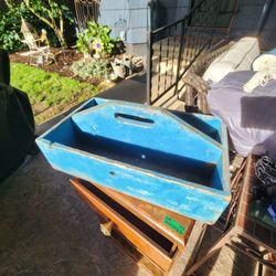 Primitive Blue Wood Tool Box
