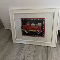 Fire engine framed art