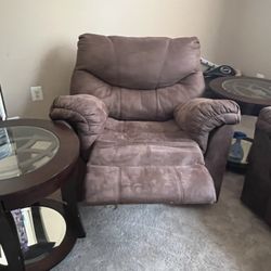 Used Dark Brown Suade 3 Piece Recliner Couch Set