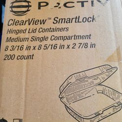 8"X 8" X 3" Clear Hinged Plastic Container 200 Pcs. $60 Each Box