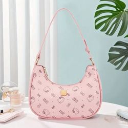 SANRIO Stylish Pink Hello Kitty Faux Leather Saddle Bag, Shoulder Bag, Y2K  Handbag 🎀✨️👛 