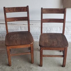 Vintage Oak CHILD'S Chair - Pair