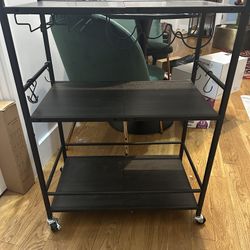 3 Tier Bar Cart With Wine And Glasses Rack