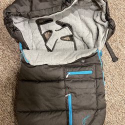 JJ Cole Infant Car Seat or Stroller Winter Cover – Charcoal w/ Blue Trim